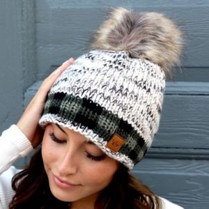 Plaid striped beanie